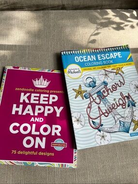 Keep Happy and Color On - Adult Coloring Book Set. New!